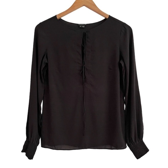 THEORY Silk Lightweight Popover Long Sleeve Blouse Keyhole Front Small B… - Picture 11 of 11